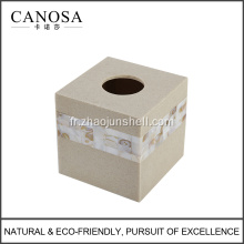 Boîte de papier de soie de résine grès avec mosaïque de coquille